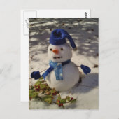 Carte Postale Snowman withBlue Hat and Scarf (Devant / Derrière)