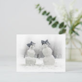 Carte Postale Snowmen avec Big Bow Casquettes (Debout devant)