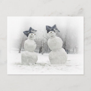 Carte Postale Snowmen avec Big Bow Casquettes