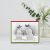 Carte Postale Snowmen avec Big Bow Casquettes (Debout devant)