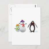 Carte Postale Snowmen et Pingouin (Devant / Derrière)