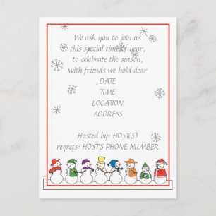 Carte Postale Snowmen Fête Invitation
