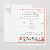 Carte Postale Snowmen Fête Invitation (Devant / Derrière)