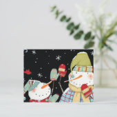 Carte Postale Snowmen moderne avec Mittens (Debout devant)