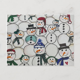 Carte Postale Snowmen noël Ornament main peint bonhomme de neige