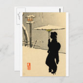 Carte Postale Snowscape et japonais Geisha no.2 (Devant / Derrière)