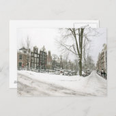 Carte Postale Snowy Amsterdam à la Pays-Bas (Devant / Derrière)