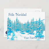 Carte Postale Snowy Blue Trees - Feiz Navidad (Devant / Derrière)