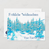 Carte Postale Snowy Blue Trees - Fröhliche Weihnachten (Devant / Derrière)