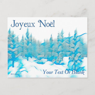 Carte Postale Snowy Blue Trees - Joyeux Noël