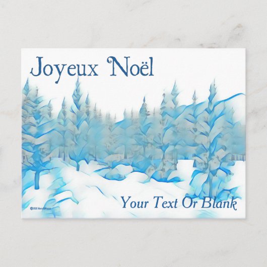 Carte Postale Snowy Blue Trees - Joyeux Noël (Devant)