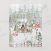 Carte Postale Snowy hiver Cabine de Noël Scène (Devant)