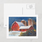 Carte Postale Snowy Soirée Granges & Silos (Devant / Derrière)