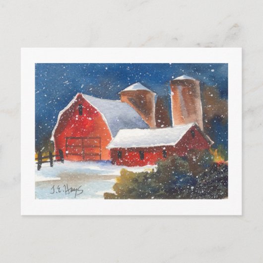 Carte Postale Snowy Soirée Granges & Silos (Devant)