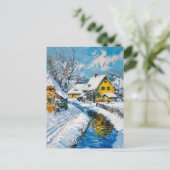 Carte Postale Snowy Village with Stream and Trees Fantasy Painti (Debout devant)