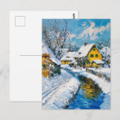 Carte Postale Snowy Village with Stream and Trees Fantasy Painti (Devant / Derrière)