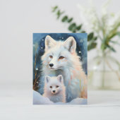 Carte Postale Snowy Winter Arctic Fox Modern Art (Debout devant)
