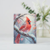 Carte Postale Snowy Winter Cardinal Modern Art (Debout devant)