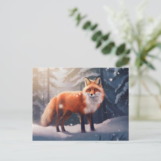 Carte postale Snowy Winter Fox (Debout devant)