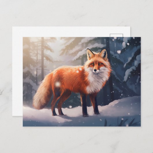 Carte postale Snowy Winter Fox (Devant / Derrière)