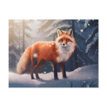 Carte postale Snowy Winter Fox