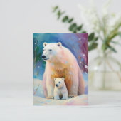 Carte Postale Snowy Winter Polar Bears Modern Art (Debout devant)