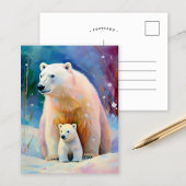 Carte Postale Snowy Winter Polar Bears Modern Art
