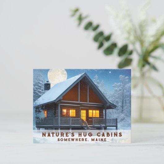 Carte Postale *~* Snowy Woods Cabine Night Pleine lune AP49 (Debout devant)