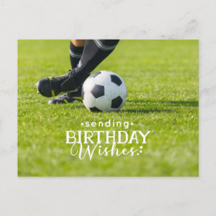 Carte Postale Soccer Anniversaire avec balle et Joyeux Anniversa