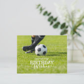 Carte Postale Soccer Anniversaire avec balle et Joyeux Anniversa (Debout devant)