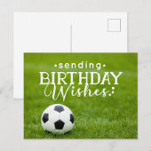 Carte Postale Soccer Anniversaire avec balle et Joyeux Anniversa (Devant / Derrière)