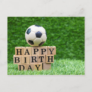 Carte Postale Soccer Anniversaire avec balle et Joyeux mot d'ann