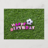 Carte Postale Soccer Anniversaire avec balle et Joyeux mot d'ann (Devant)