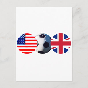Carte Postale Soccer Ball UK & USA Drapeaux Le MUSÉE Zazzle