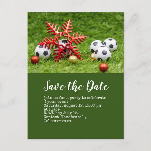 Carte Postale Soccer enregistrer la date avec balle pour Noël (Devant)
