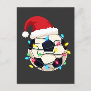 Carte Postale Soccer enveloppé dans les lumières de Noël Joueur 