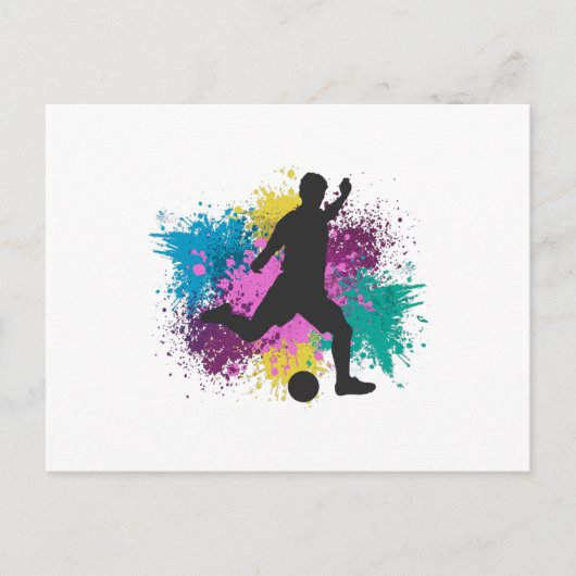 Carte Postale Soccer Grungy Couleur Splashes (Devant)