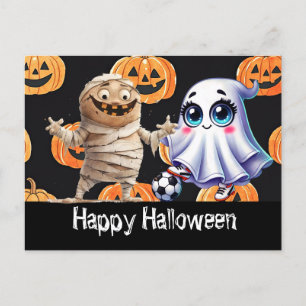 Carte Postale Soccer Happy Halloween avec des balles