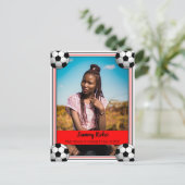 Carte Postale Soccer Red & Black Graduation Faire-part (Debout devant)