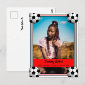 Carte Postale Soccer Red & Black Graduation Faire-part (Devant / Derrière)