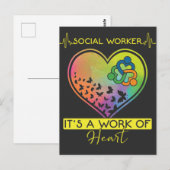 Carte Postale Social Worker Appréciation Cute Butterfly Heart (Devant / Derrière)