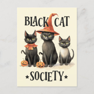 Carte Postale Société de chats noirs de style Vintage du milieu
