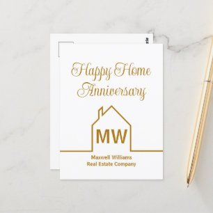 Carte Postale Société immobilière Gold Happy Home Anniversary