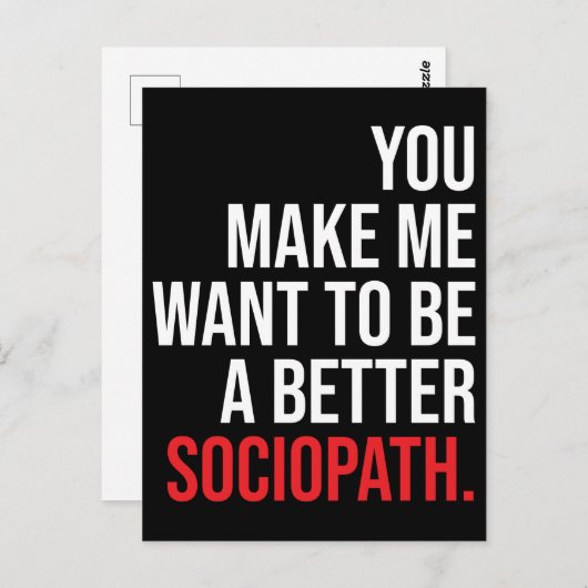 Carte Postale Sociopath, Humour (Devant / Derrière)