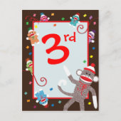 Carte Postale Sock Monkey Birday Party Banner 3e (Devant)