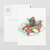 Carte Postale Sock Monkey Business Airlines (Devant / Derrière)