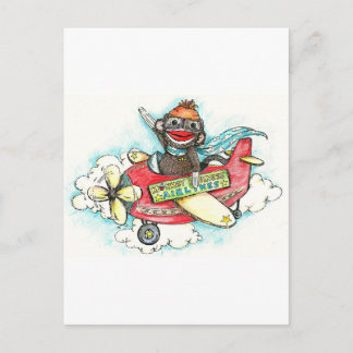 Carte Postale Sock Monkey Business Airlines
