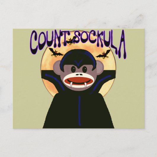 Carte Postale Sock Monkey Count Sockula (Devant)