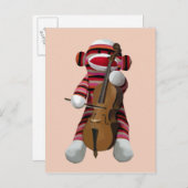 Carte Postale Sock Monkey et Cello 2 (Devant / Derrière)