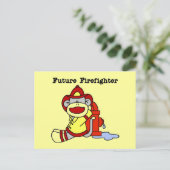Carte Postale Sock Monkey Futur pompier Tshirts et cadeaux (Debout devant)